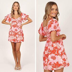 Petal & Pup Women's Pink Red Floral Maggie Mini Dress Size XL 23329